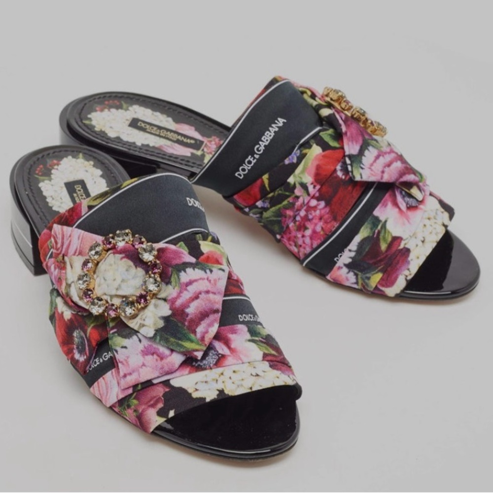 Dolce & Gabbana Floral Mules Slide Sandals, size 36